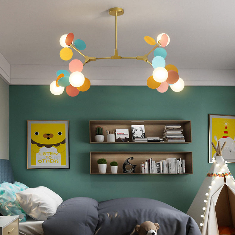 Nordic Colorful Acrylic Flower Glass Ball Chandelier for Living Room