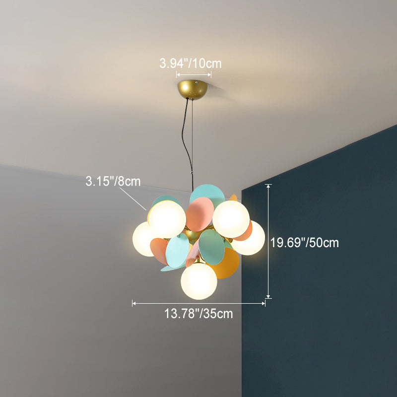 Nordic Colorful Acrylic Flower Glass Ball Chandelier for Living Room