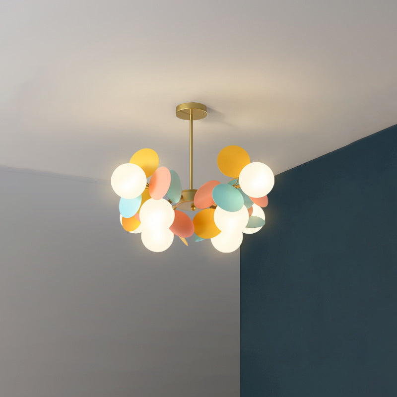 Nordic Colorful Acrylic Flower Glass Ball Chandelier for Living Room
