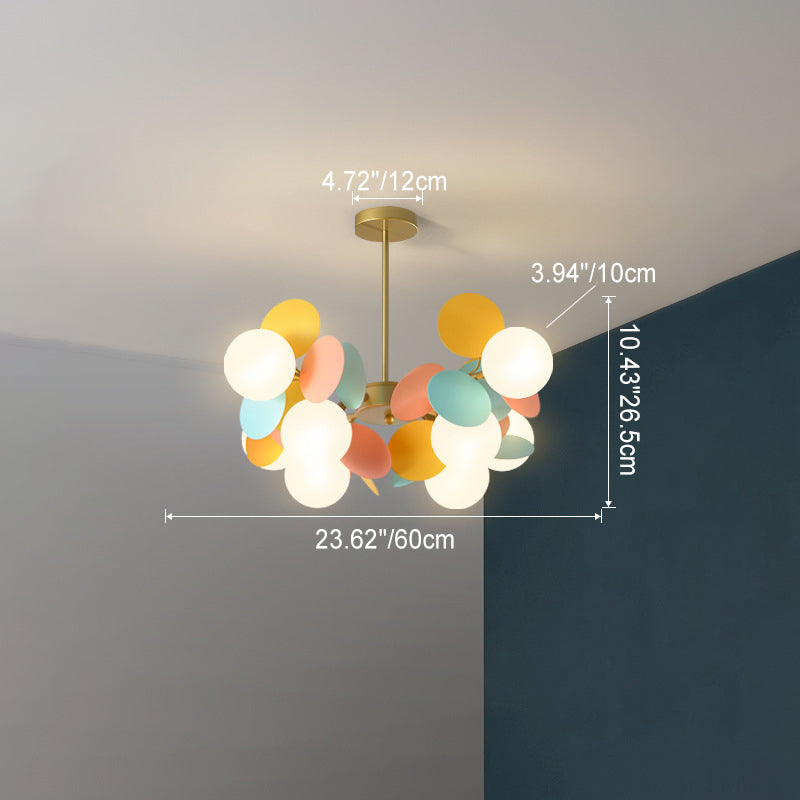 Nordic Colorful Acrylic Flower Glass Ball Chandelier for Living Room