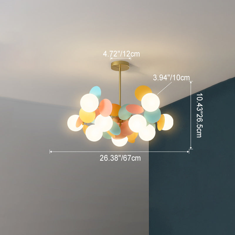 Nordic Colorful Acrylic Flower Glass Ball Chandelier for Living Room
