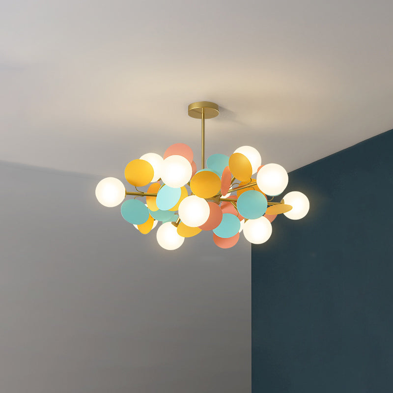 Nordic Colorful Acrylic Flower Glass Ball Chandelier for Living Room