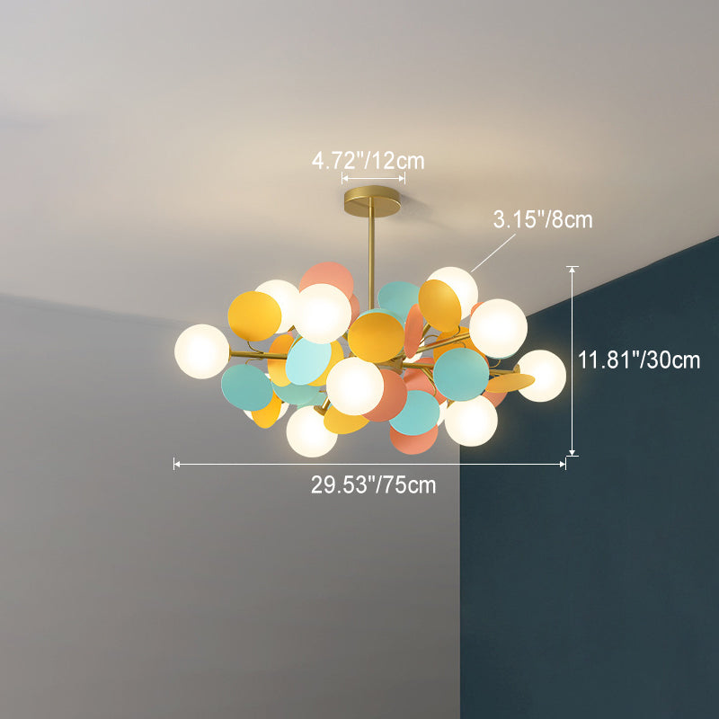 Nordic Colorful Acrylic Flower Glass Ball Chandelier for Living Room