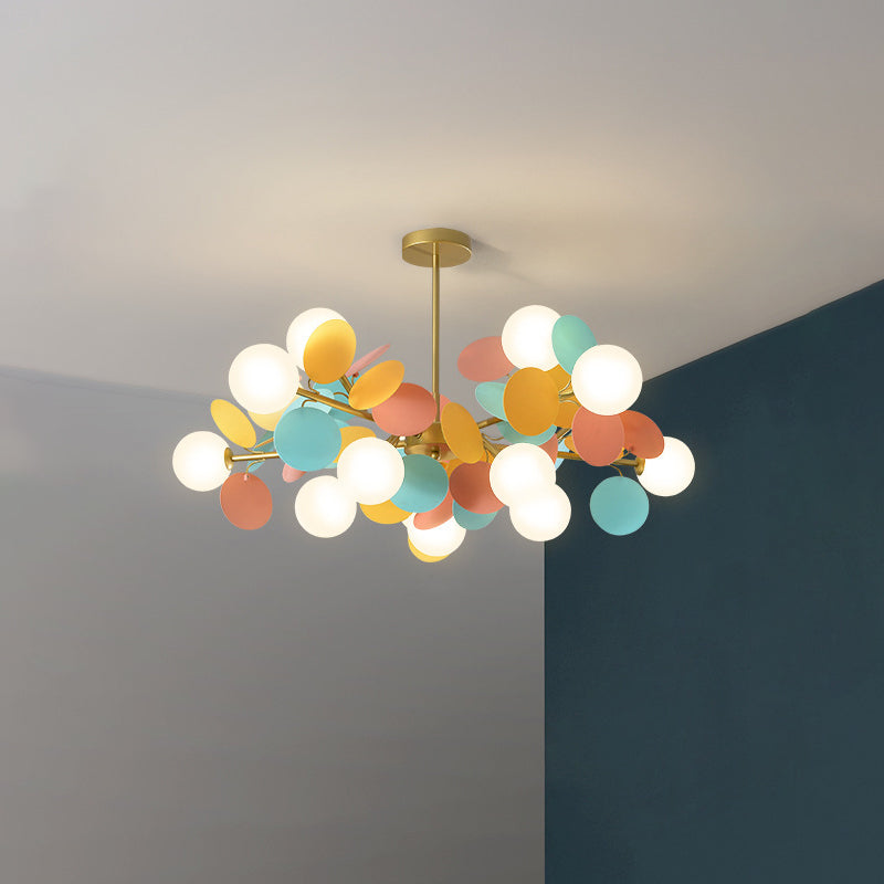 Nordic Colorful Acrylic Flower Glass Ball Chandelier for Living Room