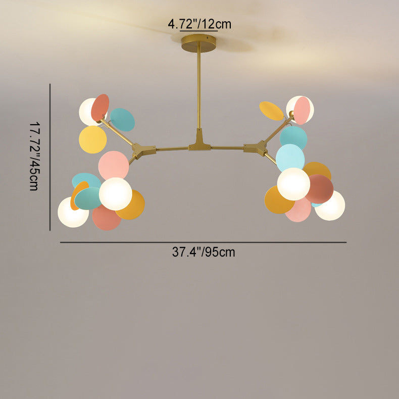 Nordic Colorful Acrylic Flower Glass Ball Chandelier for Living Room