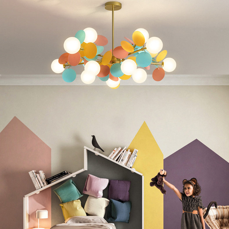 Nordic Colorful Acrylic Flower Glass Ball Chandelier for Living Room