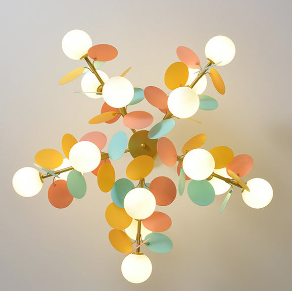 Nordic Colorful Acrylic Flower Glass Ball Chandelier for Living Room