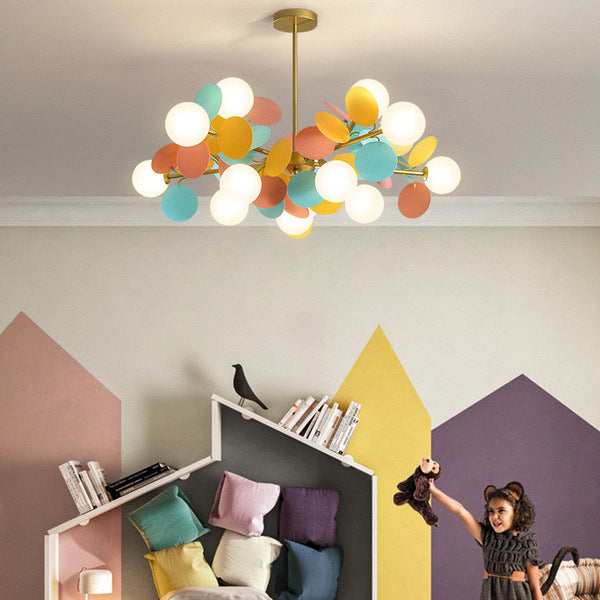 Nordic Colorful Acrylic Flower Glass Ball Chandelier for Living Room