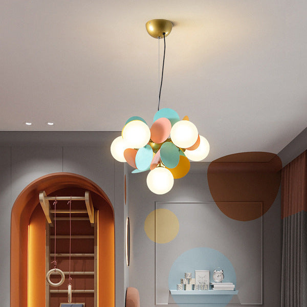Nordic Colorful Acrylic Flower Glass Ball Chandelier for Living Room