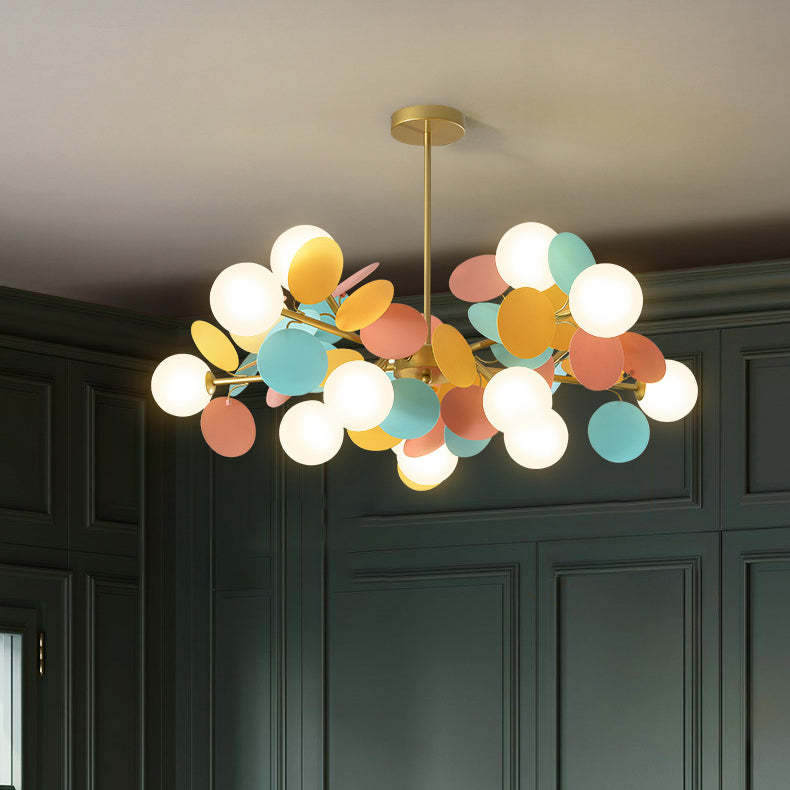 Nordic Colorful Acrylic Flower Glass Ball Chandelier for Living Room