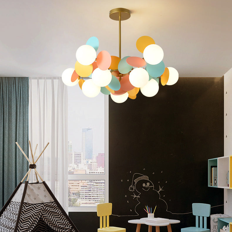 Nordic Colorful Acrylic Flower Glass Ball Chandelier for Living Room