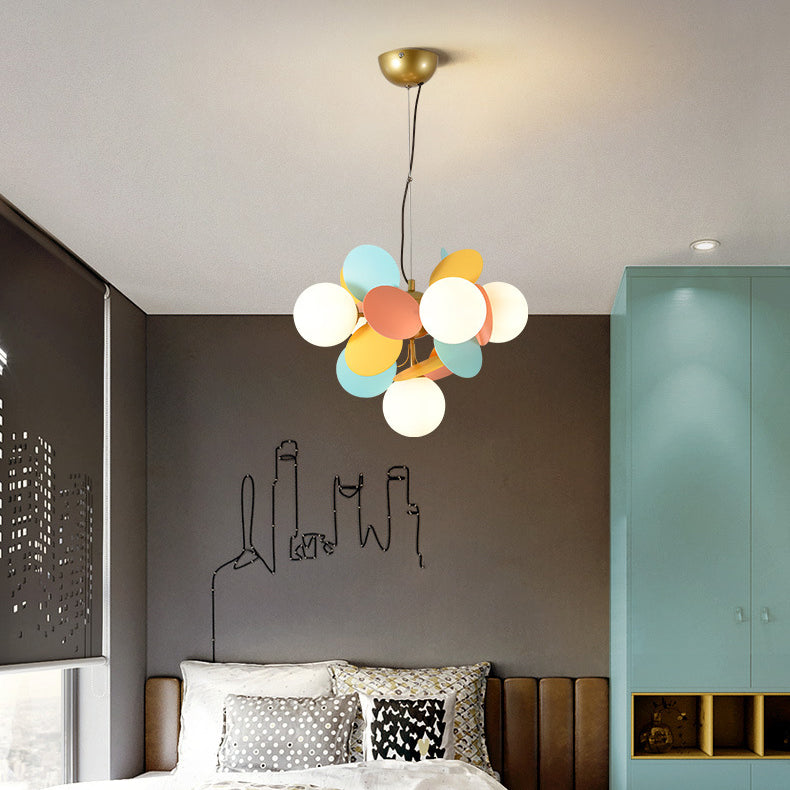 Nordic Colorful Acrylic Flower Glass Ball Chandelier for Living Room