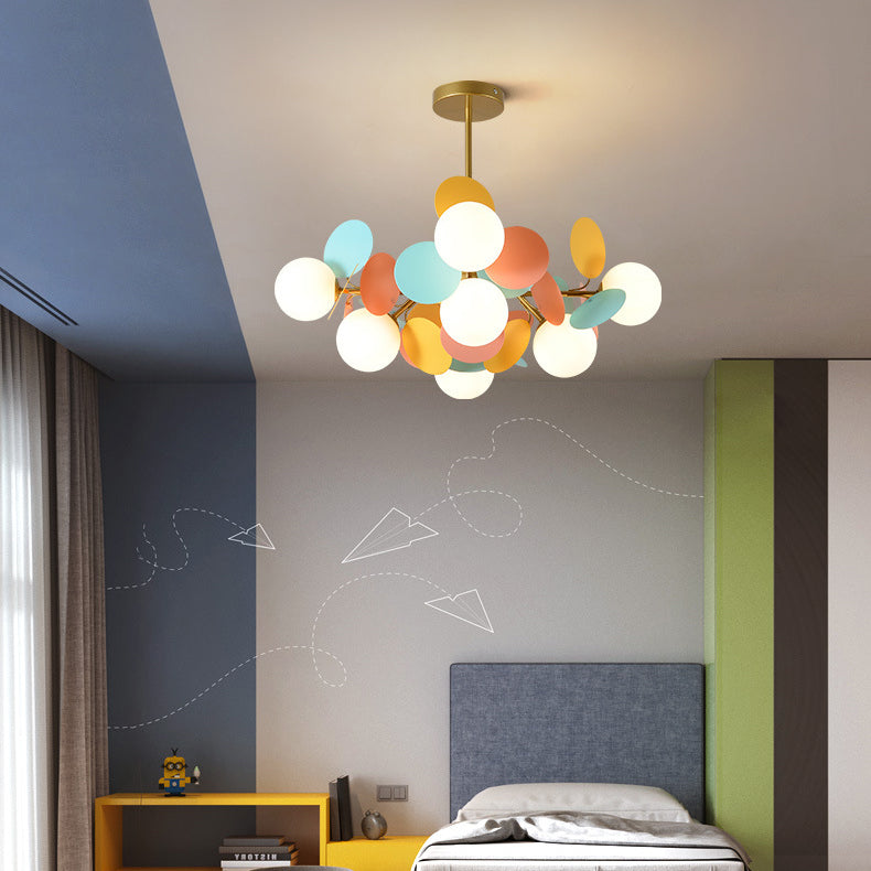 Nordic Colorful Acrylic Flower Glass Ball Chandelier for Living Room