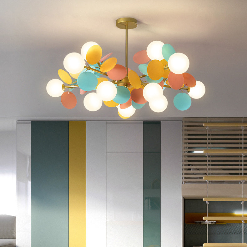 Nordic Colorful Acrylic Flower Glass Ball Chandelier for Living Room