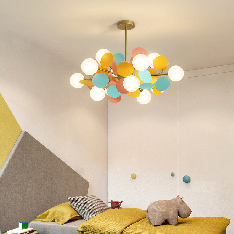Nordic Colorful Acrylic Flower Glass Ball Chandelier for Living Room