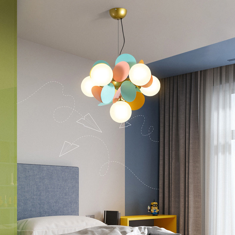 Nordic Colorful Acrylic Flower Glass Ball Chandelier for Living Room