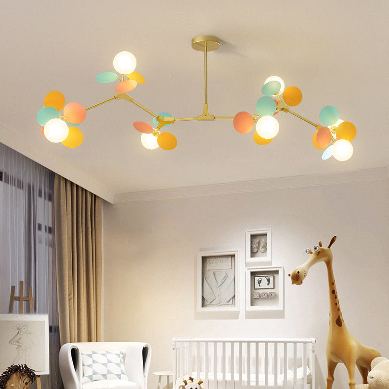 Nordic Colorful Acrylic Flower Glass Ball Chandelier for Living Room