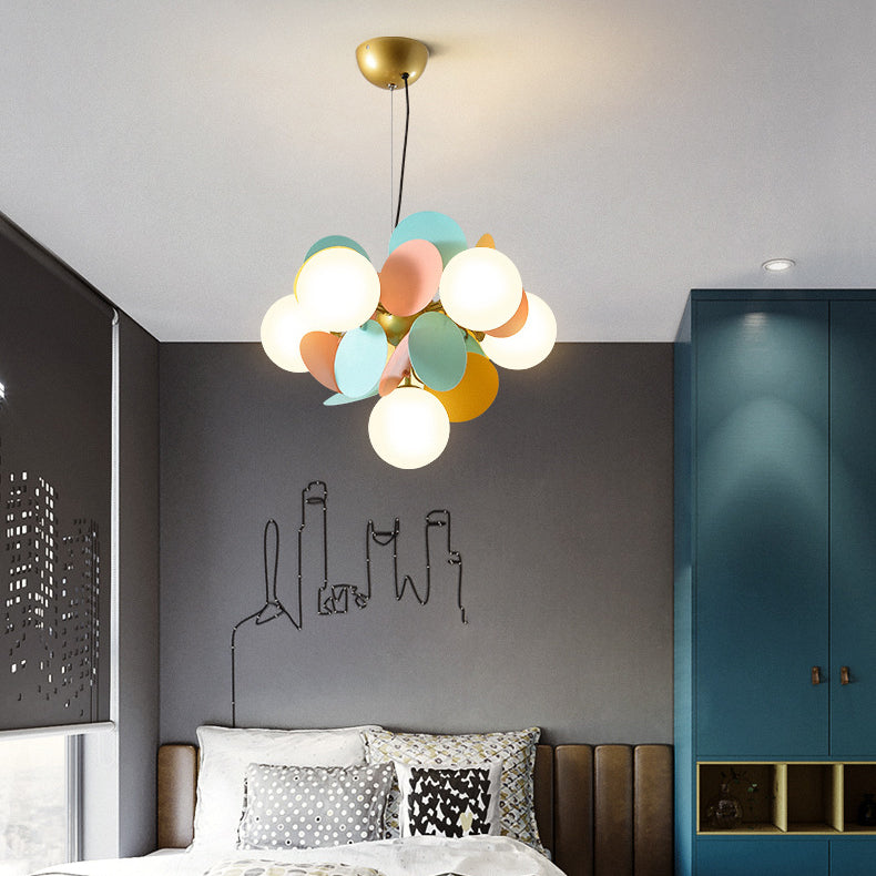 Nordic Colorful Acrylic Flower Glass Ball Chandelier for Living Room
