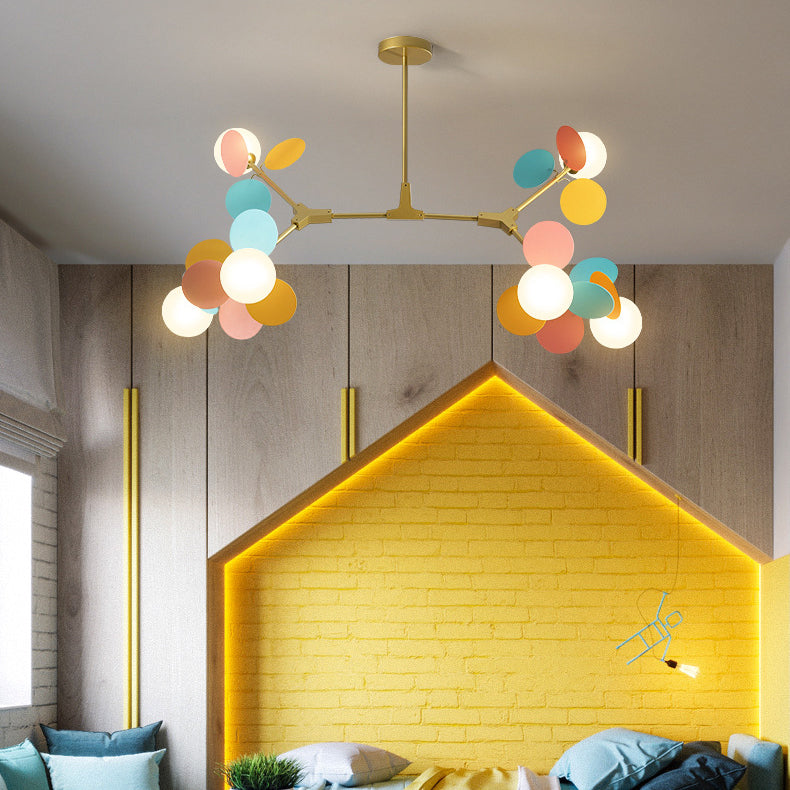Nordic Colorful Acrylic Flower Glass Ball Chandelier for Living Room