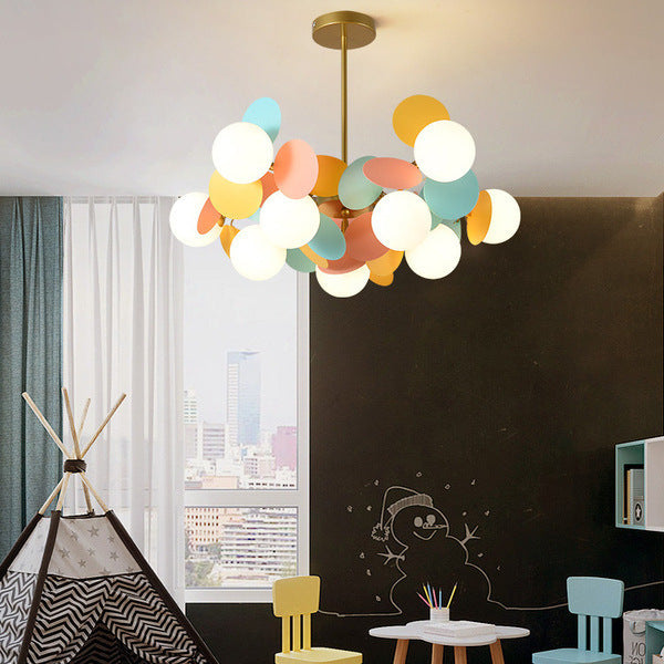 Nordic Colorful Acrylic Flower Glass Ball Chandelier for Living Room