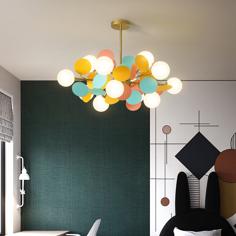 Nordic Colorful Acrylic Flower Glass Ball Chandelier for Living Room