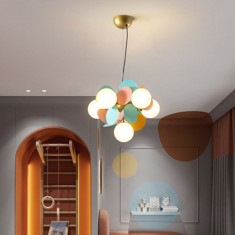 Nordic Colorful Acrylic Flower Glass Ball Chandelier for Living Room