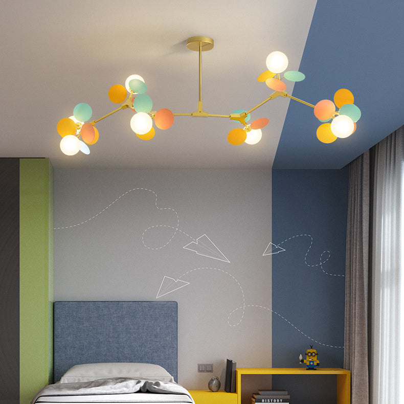Nordic Colorful Acrylic Flower Glass Ball Chandelier for Living Room