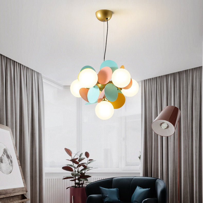 Nordic Colorful Acrylic Flower Glass Ball Chandelier for Living Room