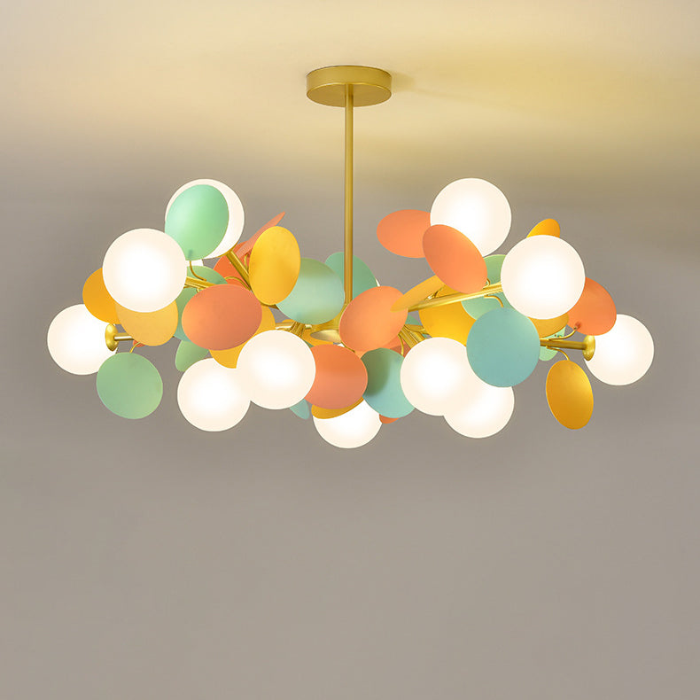 Nordic Colorful Acrylic Flower Glass Ball Chandelier for Living Room
