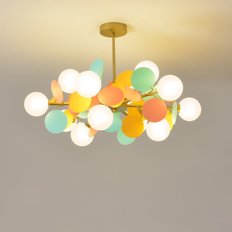 Nordic Colorful Acrylic Flower Glass Ball Chandelier for Living Room