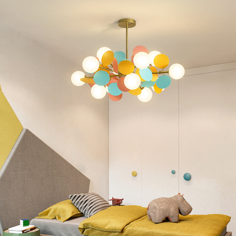 Nordic Colorful Acrylic Flower Glass Ball Chandelier for Living Room