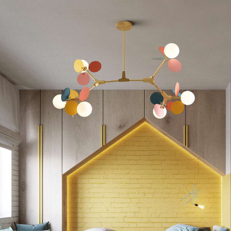 Nordic Colorful Acrylic Flower Glass Ball Chandelier for Living Room