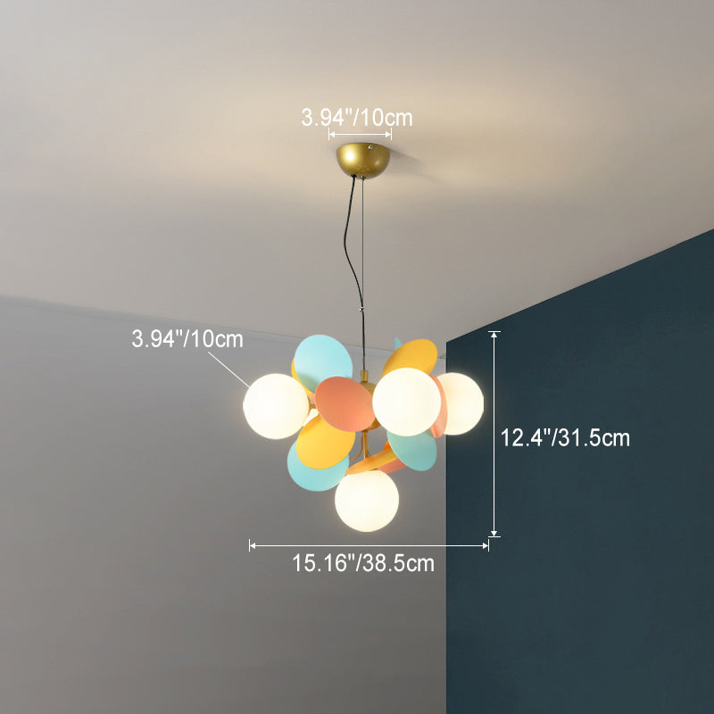Nordic Colorful Acrylic Flower Glass Ball Chandelier for Living Room