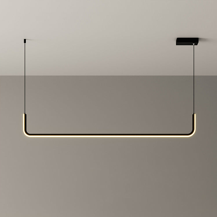 Sleek Black Aluminum LED Island Chandelier for Dining Room Lighting