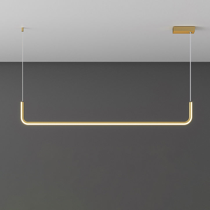 Sleek Black Aluminum LED Island Chandelier for Dining Room Lighting