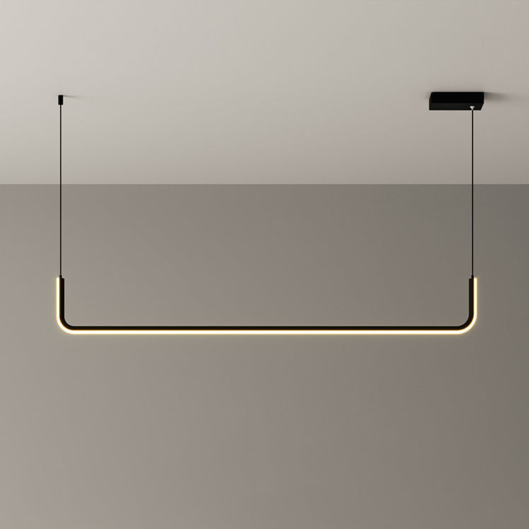 Sleek Black Aluminum LED Island Chandelier for Dining Room Lighting