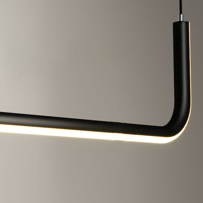 Sleek Black Aluminum LED Island Chandelier for Dining Room Lighting
