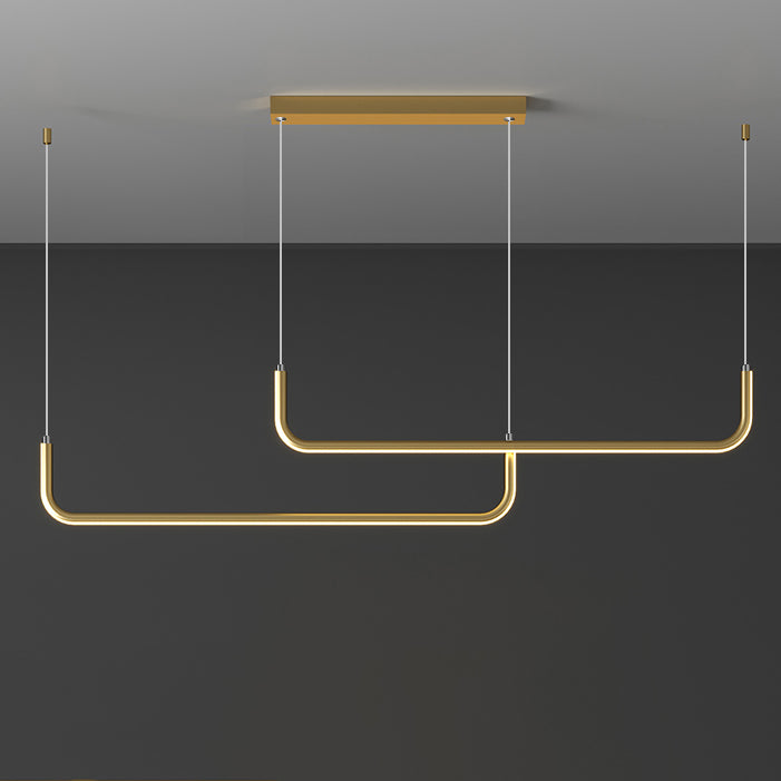 Sleek Black Aluminum LED Island Chandelier for Dining Room Lighting