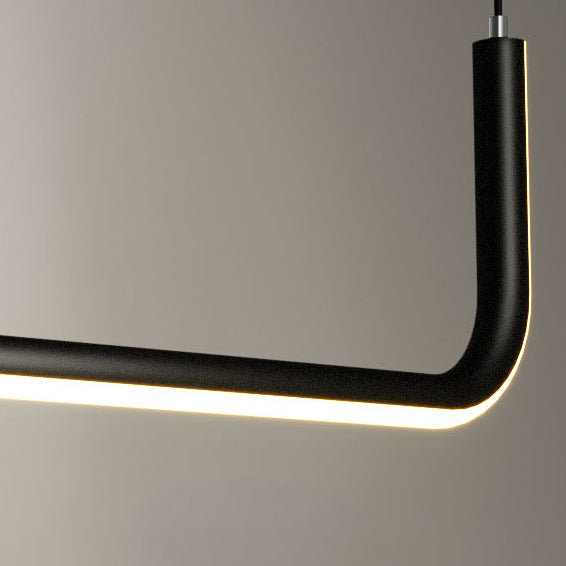 Sleek Black Aluminum LED Island Chandelier for Dining Room Lighting