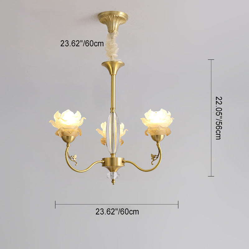 Elegant Copper & Crystal French Floral Chandelier for Living Room