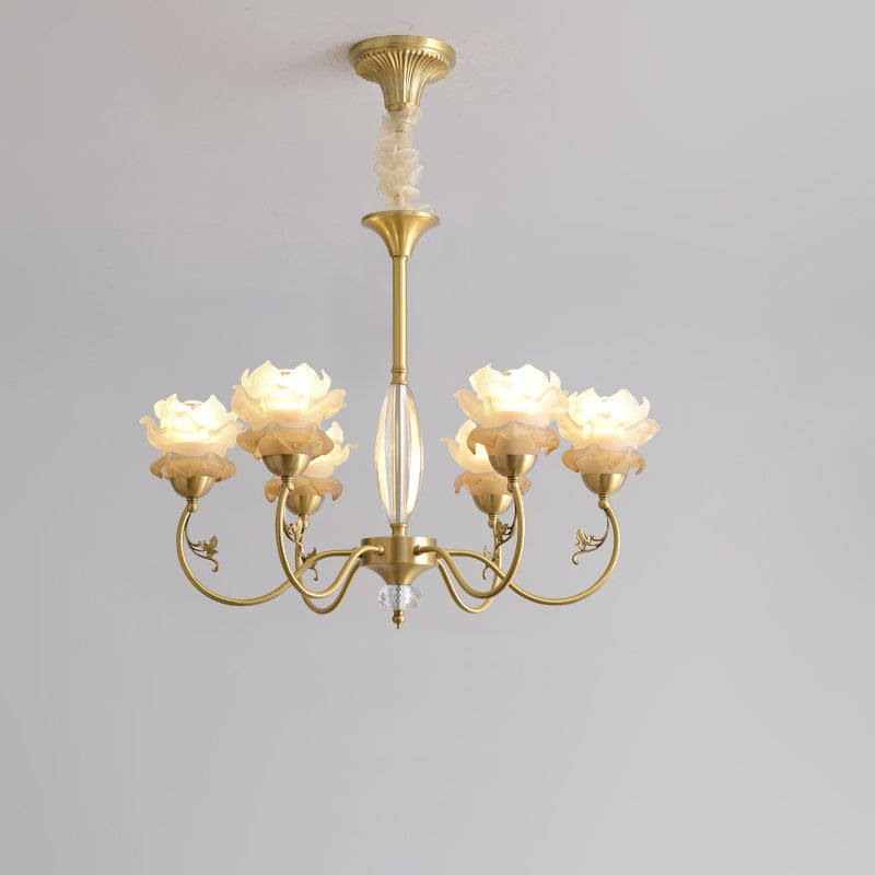 Elegant Copper & Crystal French Floral Chandelier for Living Room