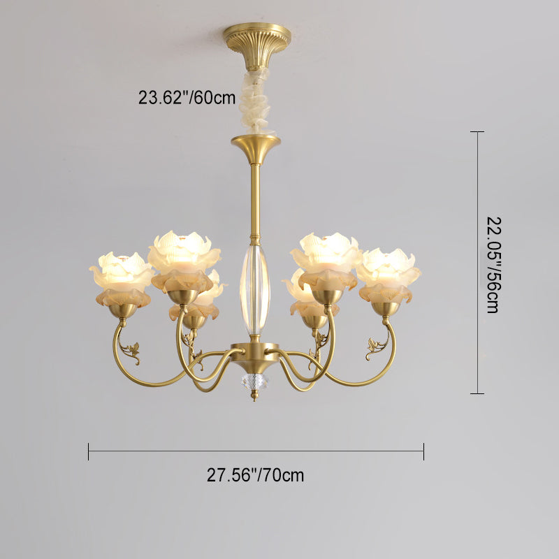 Elegant Copper & Crystal French Floral Chandelier for Living Room