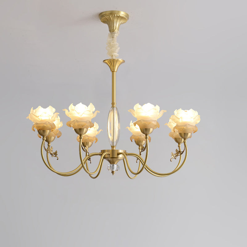 Elegant Copper & Crystal French Floral Chandelier for Living Room