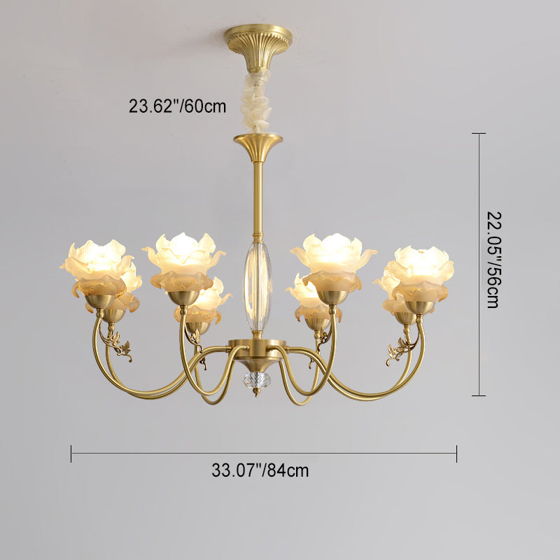 Elegant Copper & Crystal French Floral Chandelier for Living Room