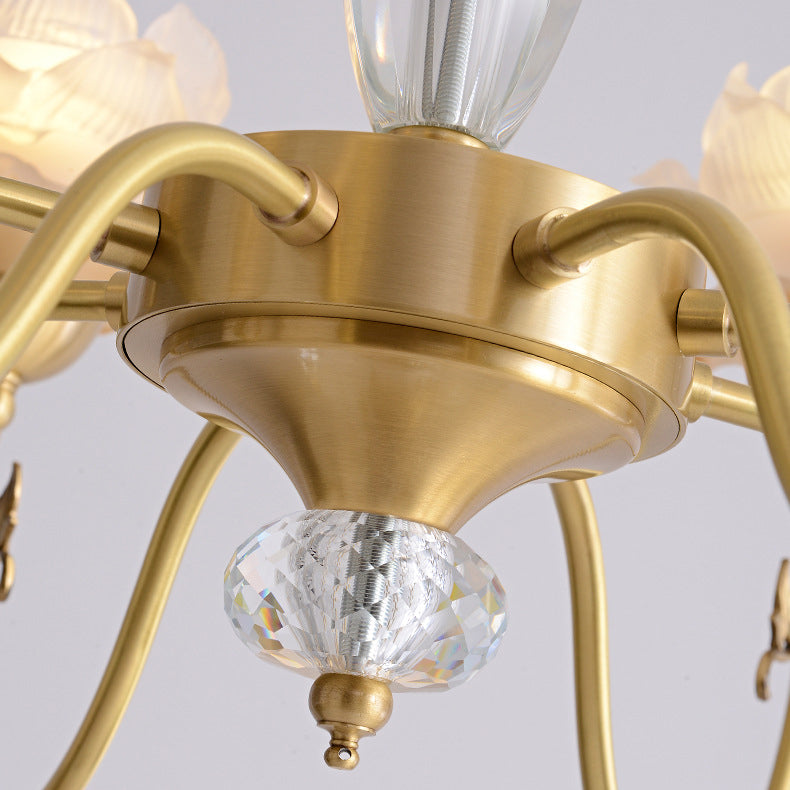 Elegant Copper & Crystal French Floral Chandelier for Living Room