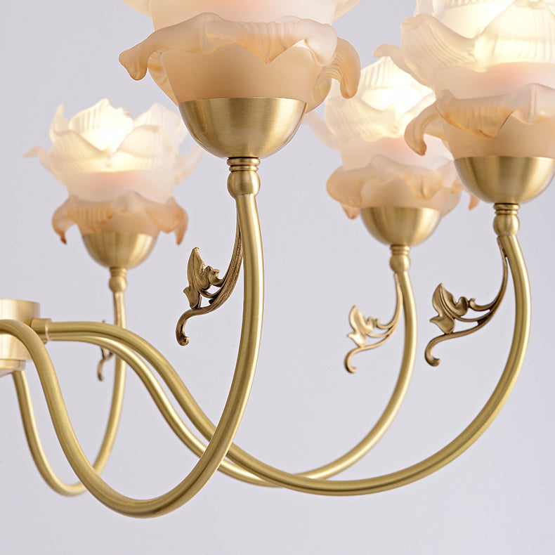 Elegant Copper & Crystal French Floral Chandelier for Living Room
