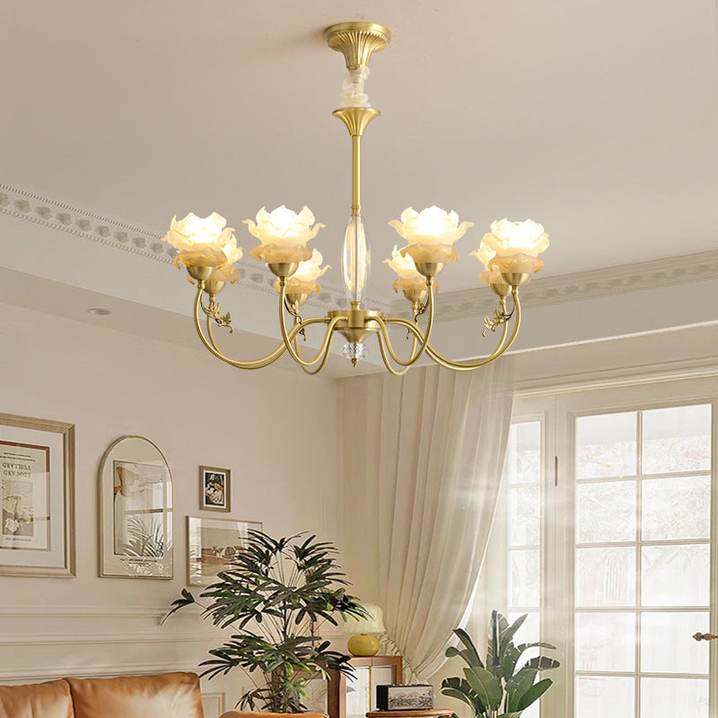 Elegant Copper & Crystal French Floral Chandelier for Living Room