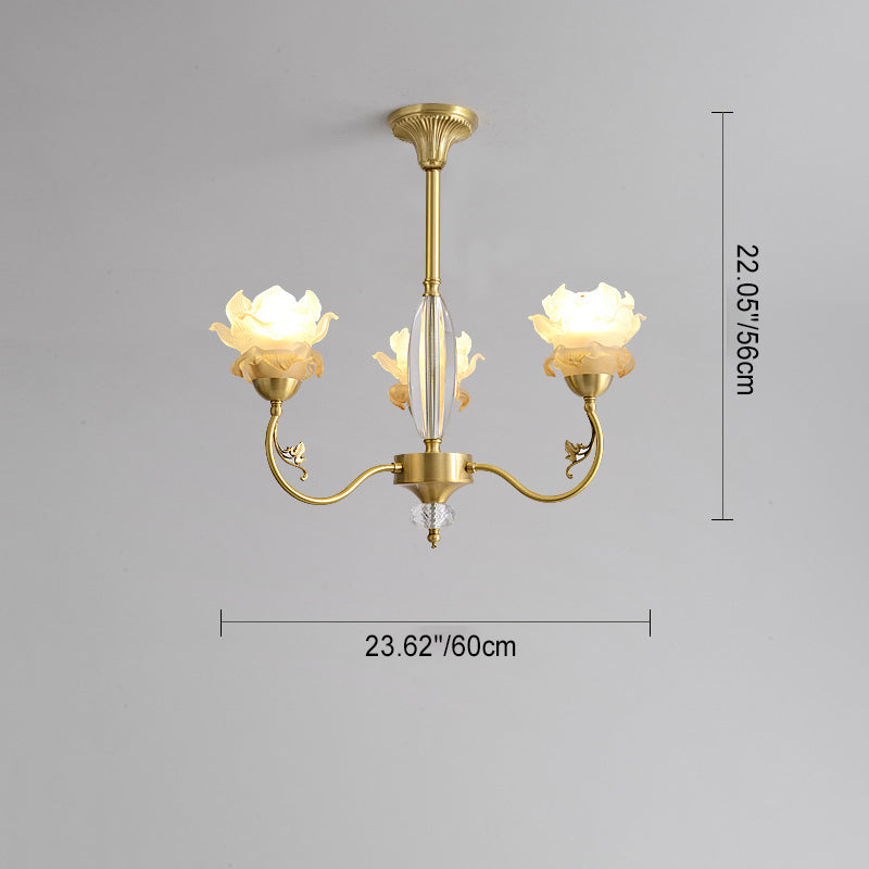 Elegant Copper & Crystal French Floral Chandelier for Living Room