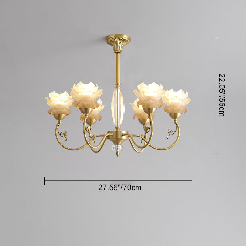Elegant Copper & Crystal French Floral Chandelier for Living Room