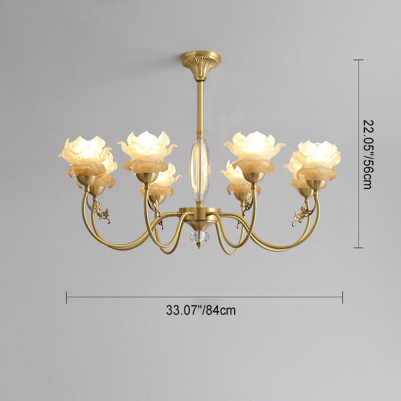 Elegant Copper & Crystal French Floral Chandelier for Living Room